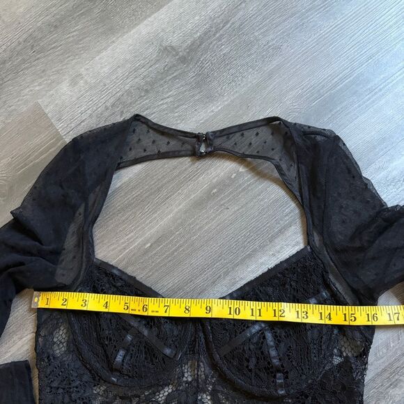 BARDOT Lingerie Black Lace Bodysuit Mesh Teddy US Large 10 - Picture 12 of 14